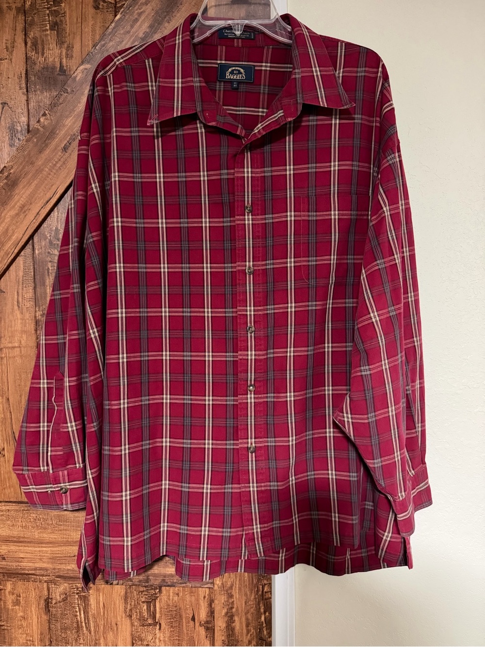 BD Baggies Men Plaid Button Down Shirt with Chest Pocket Size 4XL